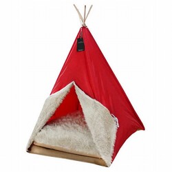Bedspet - Bedspet Büyük Kedi ve Küçük Irk Köpek Çadırı Kırmızı 60x60x80 Cm 