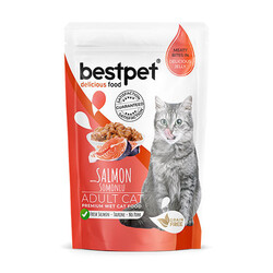 Bestpet - Bestpet Pouch Somonlu Jelly Tahılsız Yetişkin Kedi Konservesi 85 Gr 