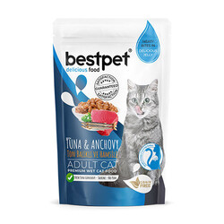 Bestpet - Bestpet Pouch Ton Balıklı ve Hamsili Jelly Tahılsız Yetişkin Kedi Konservesi 85 Gr 