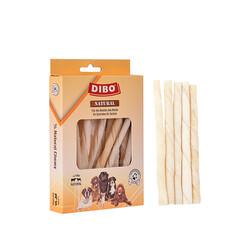 Dibo - Dibo Sütlü Beyaz Burgu Çubuk Çiğneme Kemiği Köpek Ödülü 100 Gr 12 Cm 