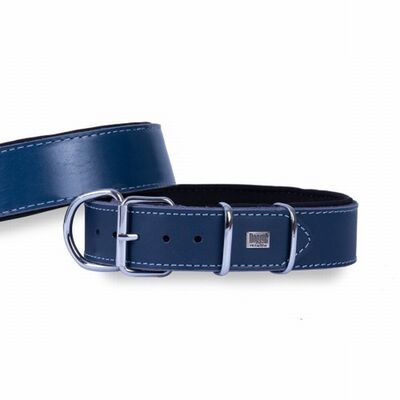 Doggie Çift Kat Deri Köpek Boyun Tasması Royalblue 4x57-65 Cm 