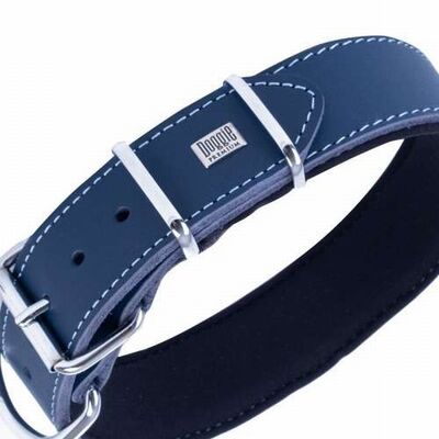 Doggie Çift Kat Deri Köpek Boyun Tasması Royalblue 4x57-65 Cm 