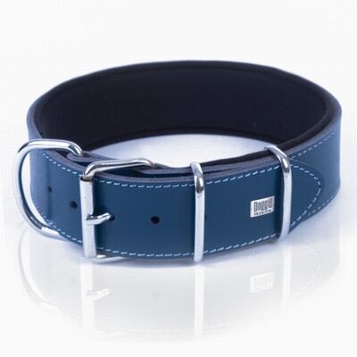 Doggie Çift Kat Deri Köpek Boyun Tasması Royalblue 5x50-60 Cm 