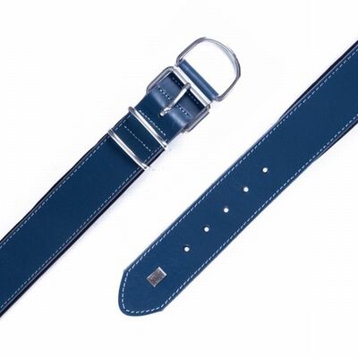 Doggie Çift Kat Deri Köpek Boyun Tasması Royalblue 5x50-60 Cm 