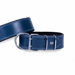 Doggie - Doggie Çift Kat Deri Köpek Boyun Tasması Royalblue 6x55-65 Cm 