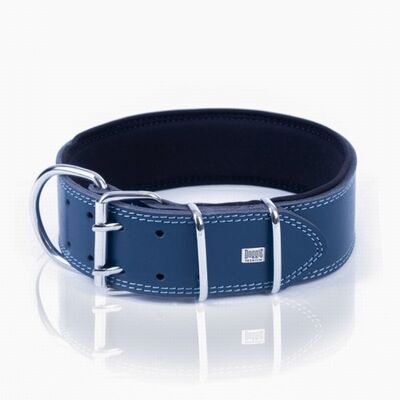 Doggie Çift Kat Deri Köpek Boyun Tasması Royalblue 6x55-65 Cm 