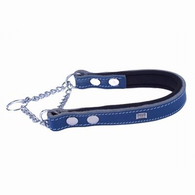 Doggie Konfor Deri Zincirli Boğma Köpek Eğitim Tasması Royalblue 2x35 45 Cm 