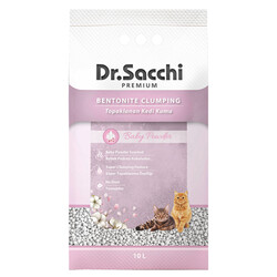 Dr.Sacchi Premium Bebek Pudrası Kokulu Bentonit İnce Taneli Topaklanan Kedi Kumu 10 Lt - Thumbnail