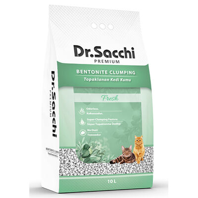 Dr.Sacchi Premium Fresh Bentonit İnce Taneli Topaklanan Kedi Kumu 10 Lt 