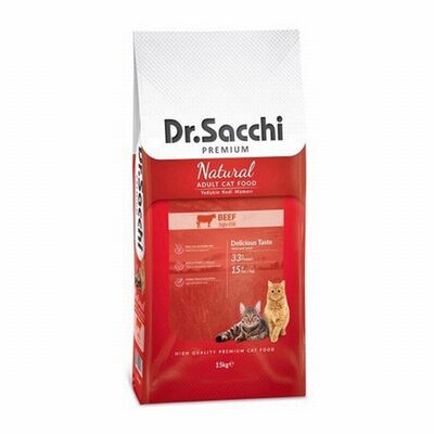 Dr. Sacchi Premium Natürel Beef Sığır Etli Yetişkin Kedi Maması 15 Kg 