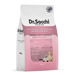 Dr.Sacchi - Dr.Sacchi Premium Sığır Etli ve Kuzu Etli Düşük Tahıllı Yavru Kedi Maması 1 Kg 