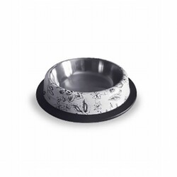 EuroDog - EuroDog 16 Oz Desenli Oval Çelik Köpek Mama Su Kabı 20,5 Cm 