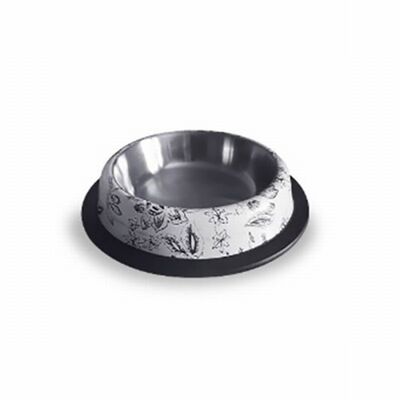 EuroDog 16 Oz Desenli Oval Çelik Köpek Mama Su Kabı 20,5 Cm 