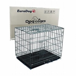 EuroDog - EuroDog Siyah Tabanlı Dövme Köpek Kafesi 107x70x77 Cm 