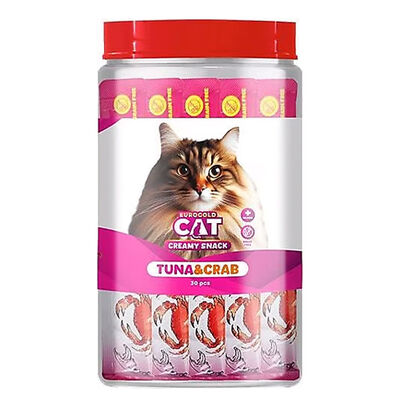 EuroGold Cat Sıvı Kedi Ödülü Ton Balıklı ve Yengeçli 30x15 Gr 