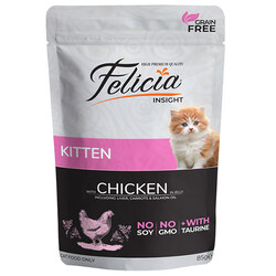 Felicia - Felicia Pouch Jelly Tavuklu ve Taurinli Tahılsız Yavru Kedi Konservesi 85 Gr 