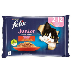 Felix - Felix Multipack Junior Sığır Etli ve Tavuklu Yavru Kedi Konservesi 4x85 Gr 