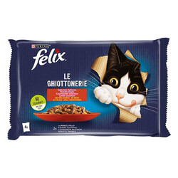 Felix - Felix Multipack Pouch Sığır Etli ve Tavuklu Yetişkin Kedi Konservesi 4x85 Gr 