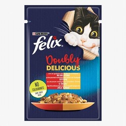 Felix - Felix Pouch Çifte Lezzet Sığır Etli ve Tavuklu Yetişkin Kedi Konservesi 12 Adet 85 Gr 