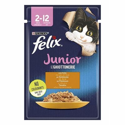 Felix Pouch Junior Tavuklu Yavru Kedi Konservesi 12 Adet 85 Gr 