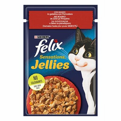 Felix Pouch Sensation Jellies Sığır Etli ve Domatesli Yetişkin Kedi Konservesi 26 Adet 85 Gr 