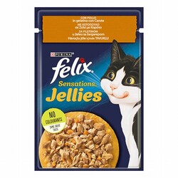 Felix - Felix Pouch Sensations Jellies Tavuklu ve Havuçlu Yetişkin Kedi Konservesi 12 Adet 85 Gr 