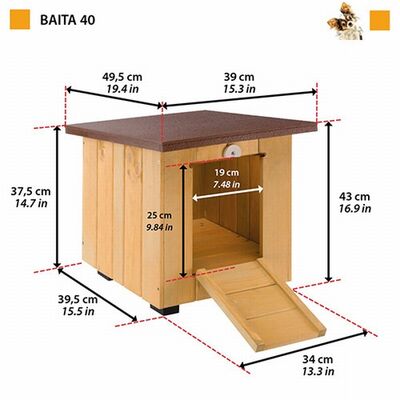 Ferplast Baita 40 Ahşap Köpek Kulübesi 32x37,5x32 Cm 