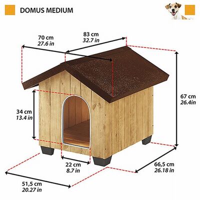 Ferplast Domus Ahşap Köpek Kulübesi Medium 70x83x67 Cm 