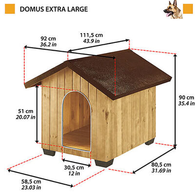 Ferplast Domus Ahşap Köpek Kulübesi Extra Büyük 92x11,5x90 Cm 