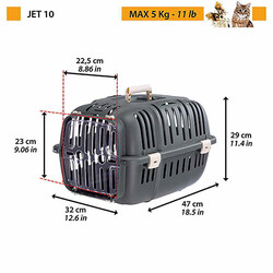 Ferplast Jet 10 Küçük Irk Köpek ve Kedi Taşıma Çantası Gri 32x47x29 Cm - Thumbnail