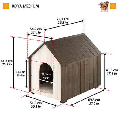 Ferplast Koya Ahşap Köpek Kulübesi Medium 54,4x74,5x66,2 Cm 