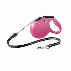 Flexi - Flexi New Classic Otomatik İp Köpek Gezdirme Tasması Small 5 Mt Pembe 