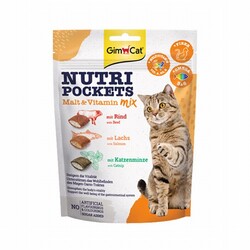 GimCat - GimCat Nutripockets Malt ve Multivitamin Kedi Ödülü 150 Gr 