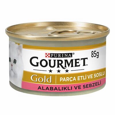 Gourmet Gold Parça Etli Soslu Alabalık Sebzeli Yetişkin Kedi Konservesi 85 Gr 