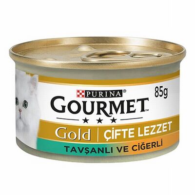 Gourmet Gold Çifte Lezzet Ciğerli Tavşanlı Yetişkin Kedi Konservesi 6 Adet 85 Gr 