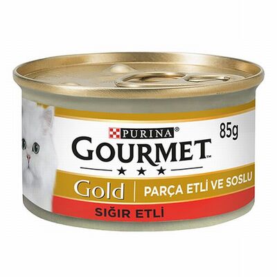 Gourmet Gold Parça Etli Soslu Sığır Etli Yetişkin Kedi Konservesi 85 Gr 