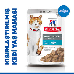 Hill's Science Plan - Hill’s SCIENCE PLAN Chunks Gravy Pouch Sterilised Alabalıklı Kısırlaştırılmış Kedi Konservesi 6 Adet 85 Gr 