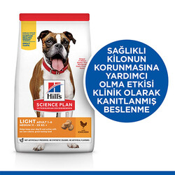 Hill’s SCIENCE PLAN Adult Light Medium Chicken Orta Irk Tavuklu Light Köpek Maması 14 Kg - Thumbnail