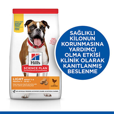 Hill’s SCIENCE PLAN Adult Light Medium Chicken Orta Irk Tavuklu Light Köpek Maması 14 Kg 