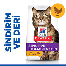 Hill's Science Plan - Hill’s SCIENCE PLAN Adult Sensitive Stomach&Skin Chicken Tavuklu Yetişkin Kedi Maması 1,5 Kg 