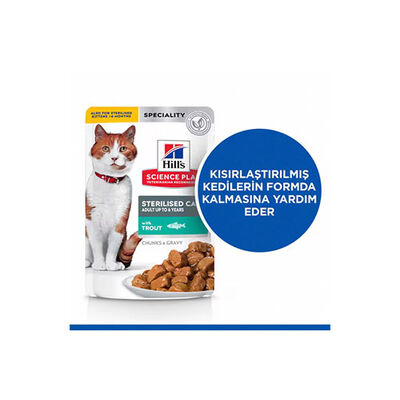 Hill’s SCIENCE PLAN Chunks Gravy Pouch Sterilised Alabalıklı Kısırlaştırılmış Kedi Konservesi 12 Adet 85 Gr 