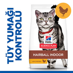 Hill's Science Plan - Hill’s SCIENCE PLAN Hairball İndoor Cat Tüy Yumağı Önleyici Tavuklu Yetişkin Kedi Maması 1,5 Kg 