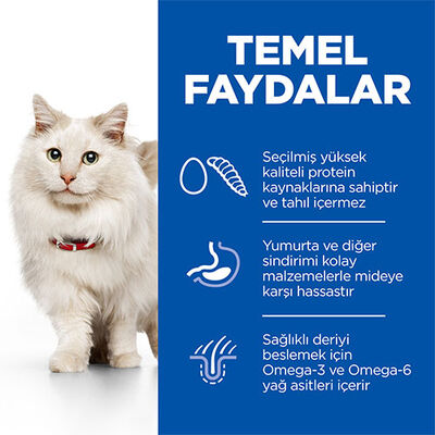 Hill’s SCIENCE PLAN Hypoallergenic Yumurta ve Böcek Proteinli Tahılsız Yetişkin Kedi Maması 1,5 Kg 