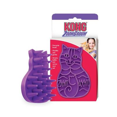 Kong ZoomGroom Kauçuk Kedi Tarağı Mor 11 Cm