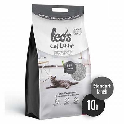 Leos Cat Litter Grey Aktif Karbonlu Bentonit Kedi Kumu 2x10 Lt 