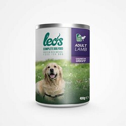 Leos - Leos Kuzu Parça Etli Soslu Yetişkin Köpek Konservesi 12 Adet 400 Gr 