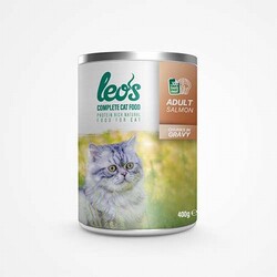 Leos - Leos Somon Parça Etli Soslu Yetişkin Kedi Konservesi 12 Adet 400 Gr 