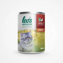 Leos - Leos Tavuk Parça Etli Soslu Yetişkin Kedi Konservesi 12 Adet 400 Gr 