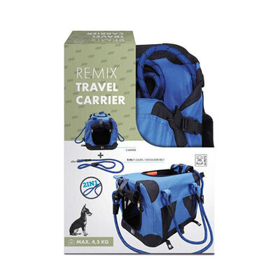 M-Pets 2in1 Remix Omuz Kemerli Kedi ve Küçük Irk Köpek Taşıma Çantası Siyah Mavi 41x28x28 Cm 