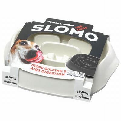 Moderna Slomo Hızlı Yeme Önleyici Köpek Mama Kabı Beyaz 950 Ml 